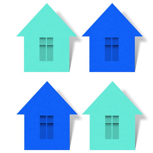 Illustration of four houses