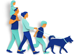Illustration of a family walking