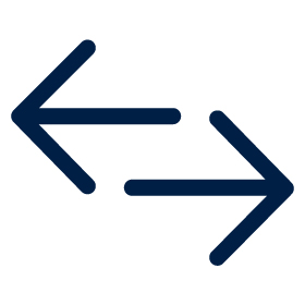 Illustration of two blue arrows facing opposite directions 