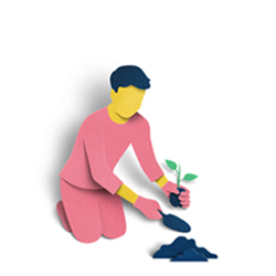 Illustration of a person gardening