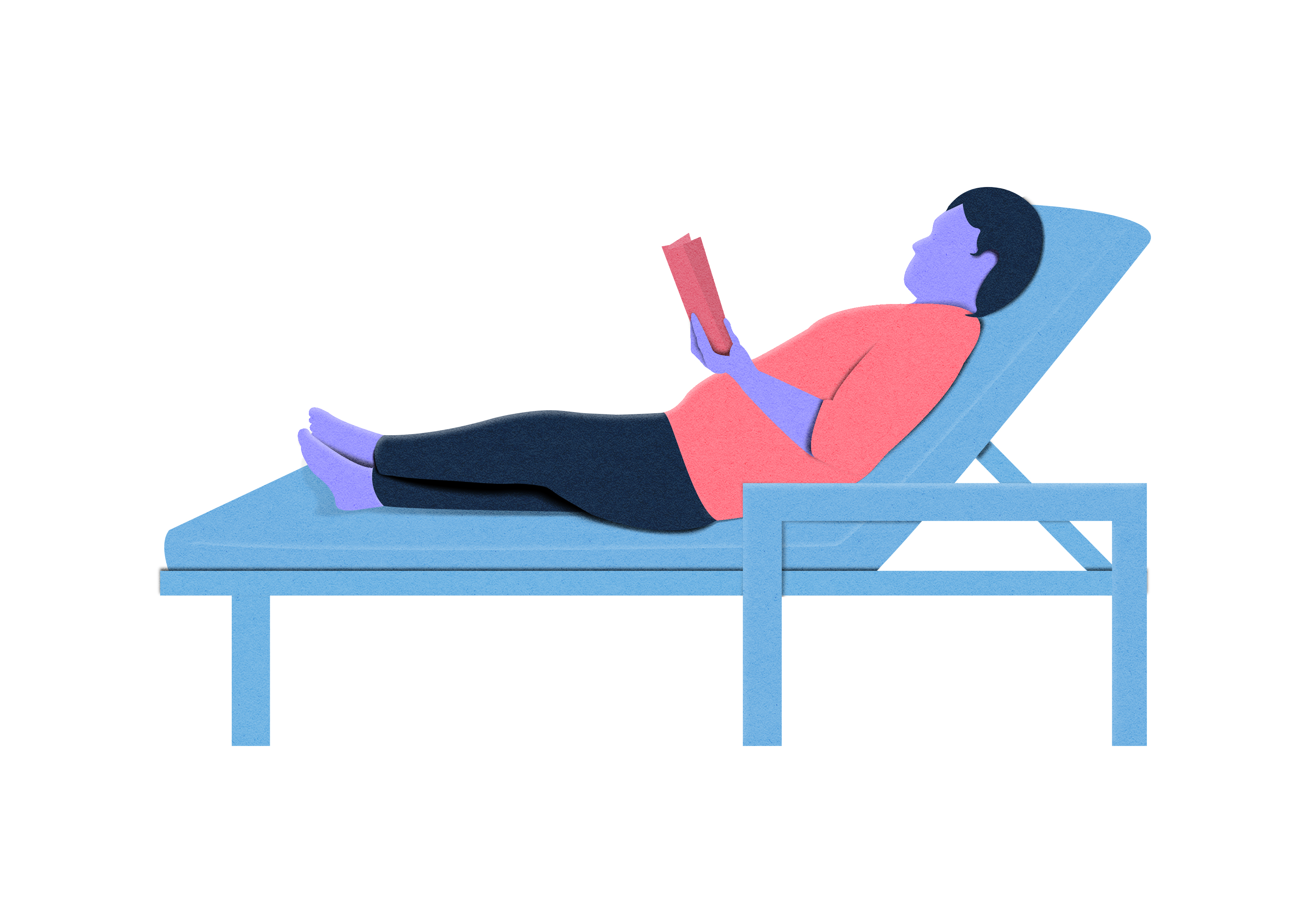 Illustration of a person on a sun lounger