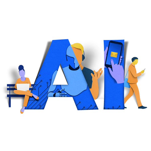 Illustration of  the word AI