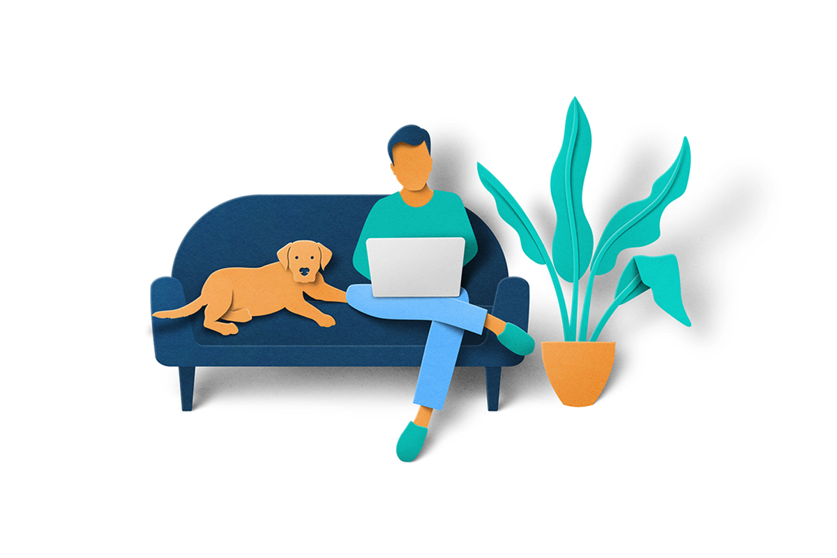 Illustration of a man on laptop