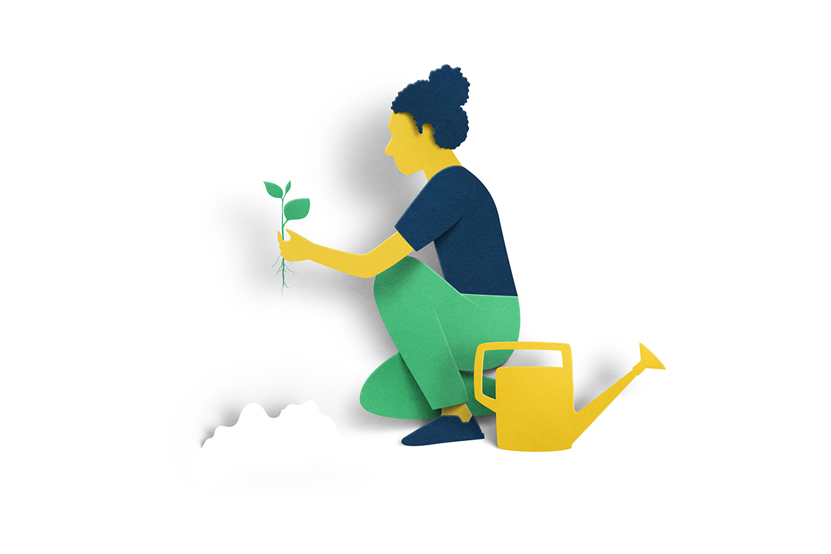Illustration of woman planting