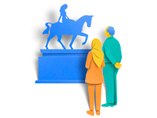 Couple looking at lady godiva