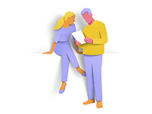 Illustration of a couple with documents