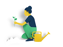 Illustration of a person gardening