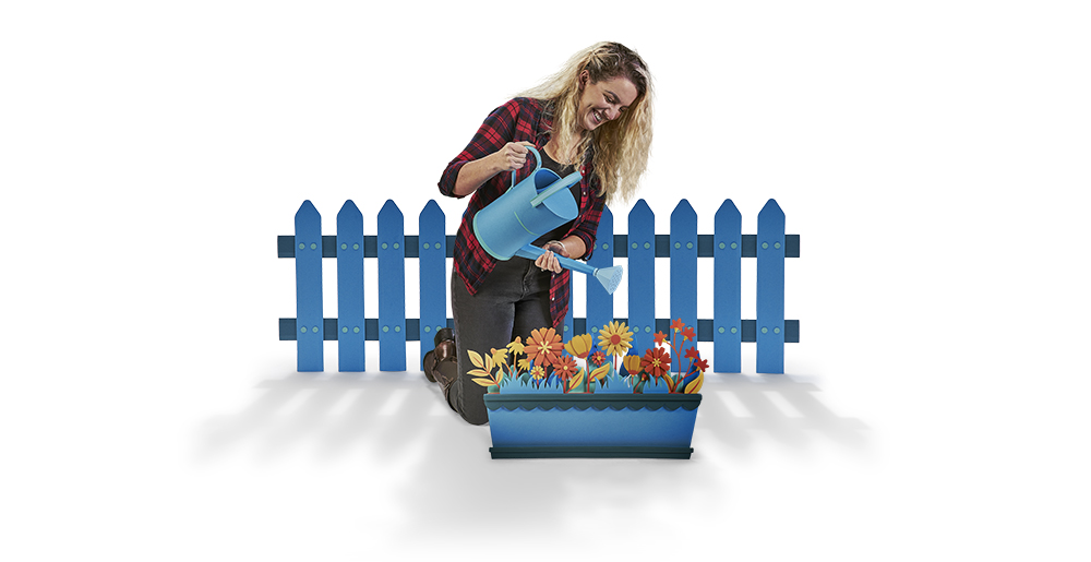 Woman planting a plant