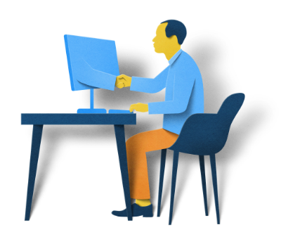 Illustration of a man working at his desk