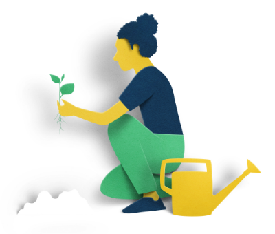 Illustration of a woman gardening