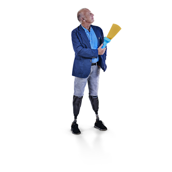 Illustration of a man holding a torch