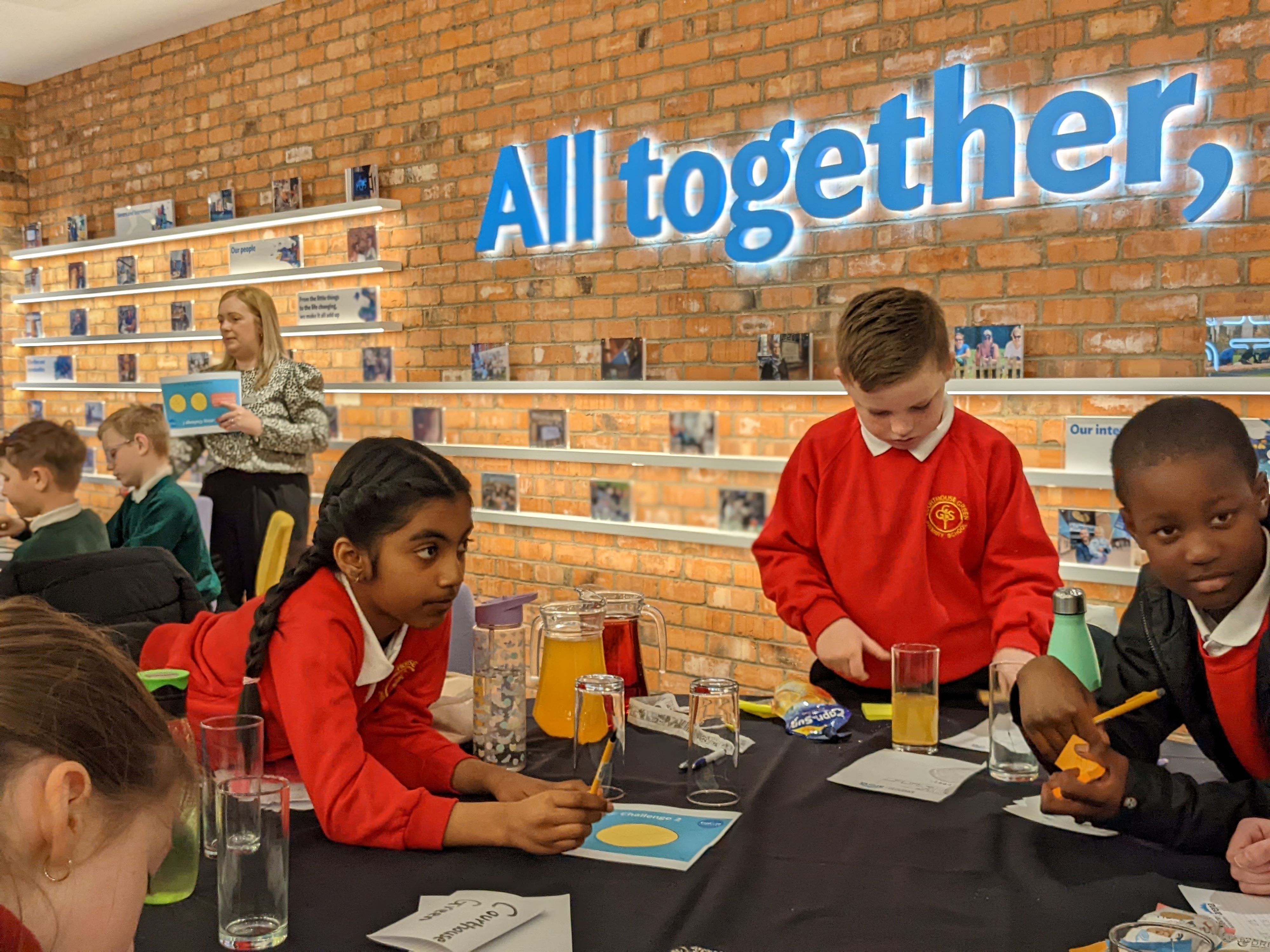 School children at Coventry Building Society Area